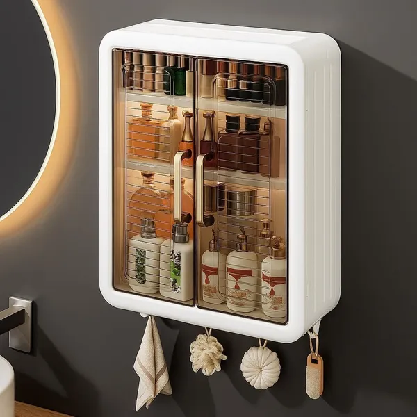 White_Premium_Plastic_Wall_Mounted_Cabinet_With_Doors_Organiser_Without_Drill_Hooks_Shelves_Hanging_Storage_Rack_For_Kitchen_And_Bathroom