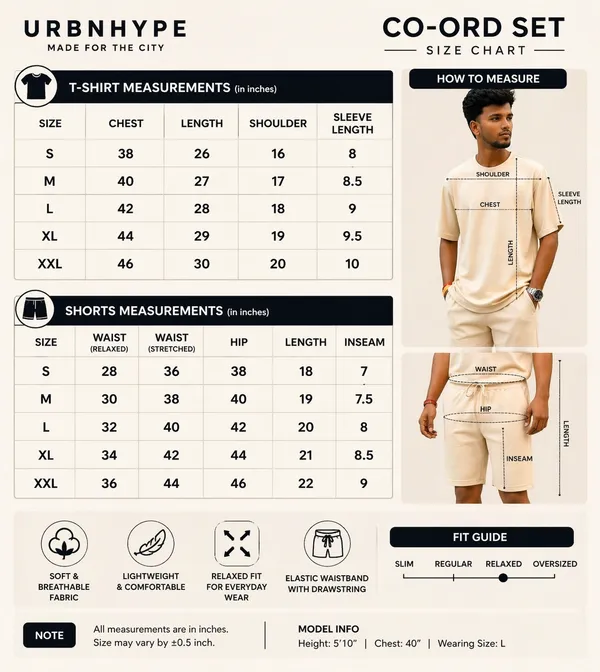 Men_Beige_Oversized_Coord_Set_With_T_Shirt_And_Shorts