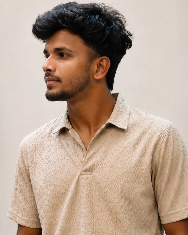 Men_Beige_Textured_Polo_Shirt_With_Collar