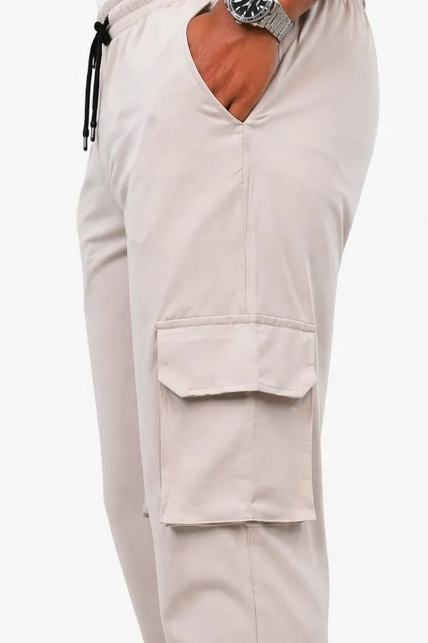 Men_Beige_Cargo_Jogger_Pant_With_Elastic_Waistband_And_Multiple_Pockets