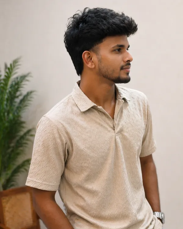 Men_Beige_Textured_Polo_Shirt_With_Collar
