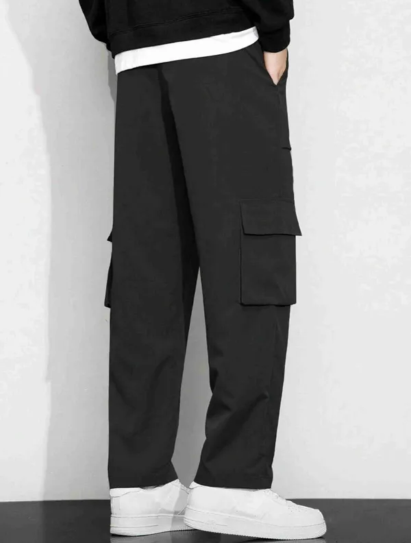 Men_Black_Cargo_Pant_With_Multiple_Pockets_And_White_Drawstring