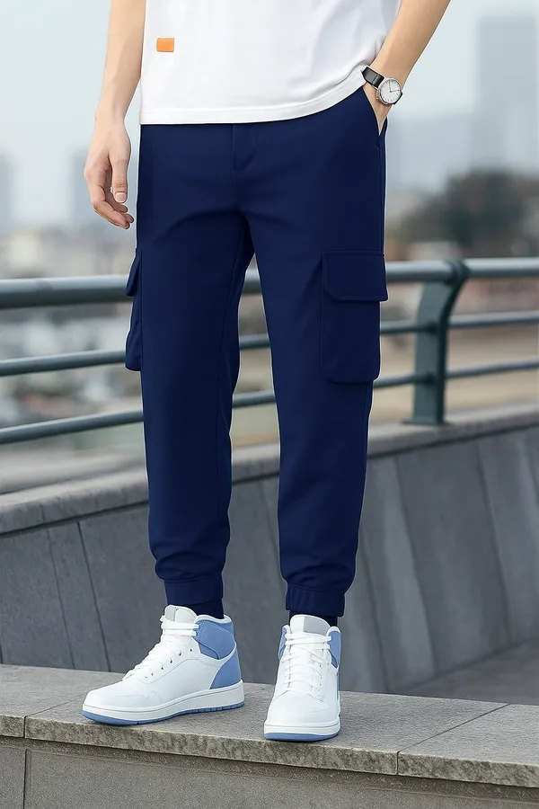 Men_Navy_Blue_Cargo_Jogger_Pant_With_Elastic_Waistband_And_Multiple_Pockets