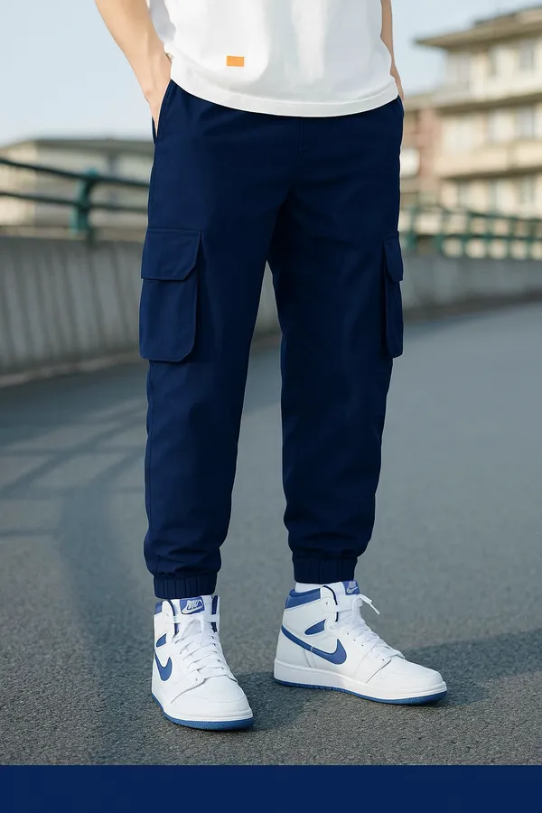 Men_Navy_Blue_Cargo_Jogger_Pant_With_Elastic_Waistband_And_Multiple_Pockets