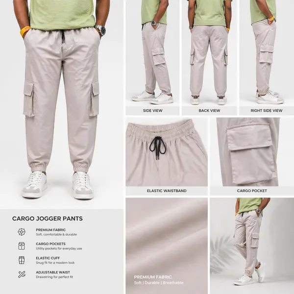 Men_Beige_Cargo_Jogger_Pant_With_Elastic_Waistband_And_Multiple_Pockets