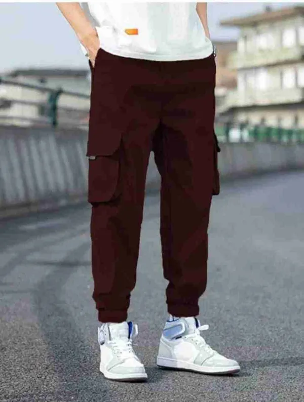 Men_Maroon_Cargo_Joggers_With_Side_Pockets