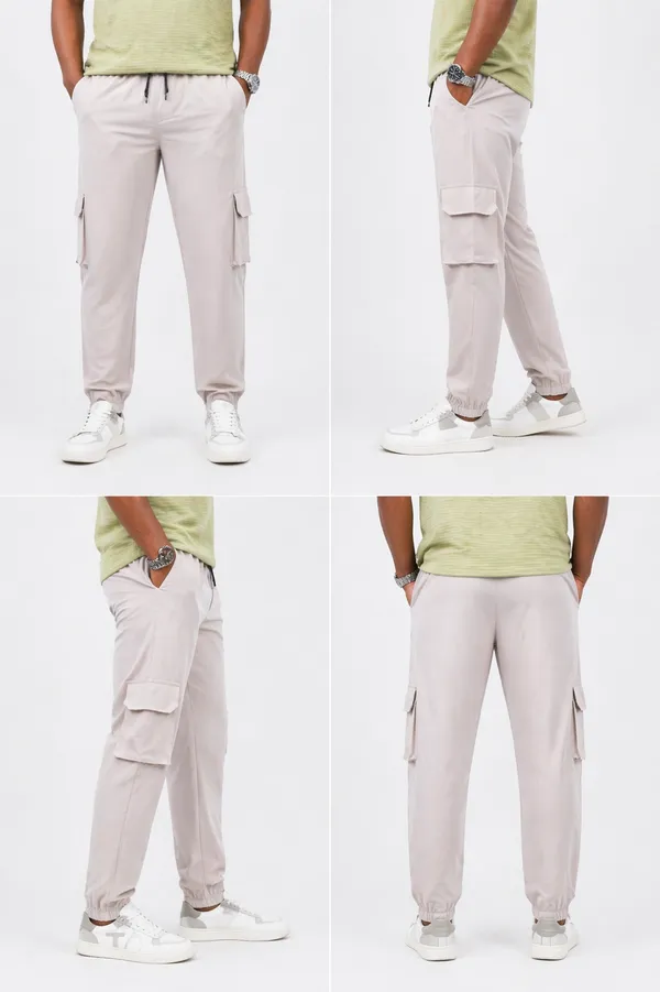 Men_Beige_Cargo_Jogger_Pant_With_Elastic_Waistband_And_Multiple_Pockets