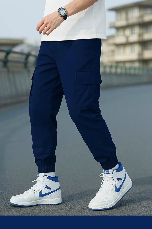Men_Navy_Blue_Cargo_Jogger_Pant_With_Elastic_Waistband_And_Multiple_Pockets