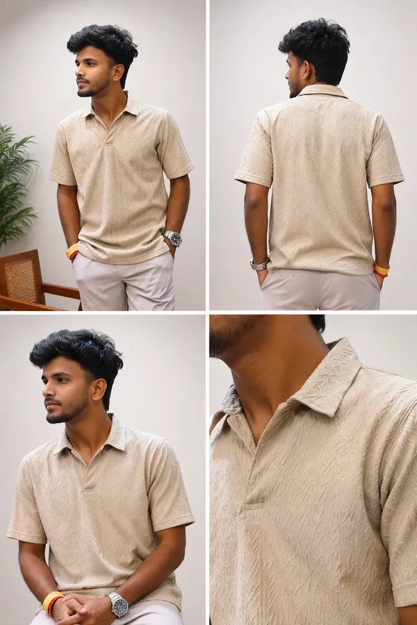 Men_Beige_Textured_Polo_Shirt_With_Collar