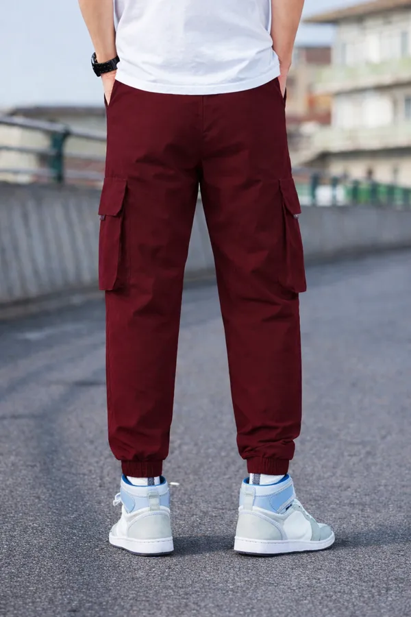 Men_Maroon_Cargo_Joggers_With_Side_Pockets