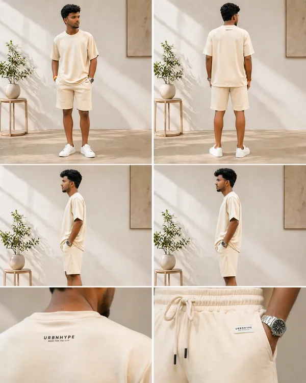 Men_Beige_Oversized_Coord_Set_With_T_Shirt_And_Shorts