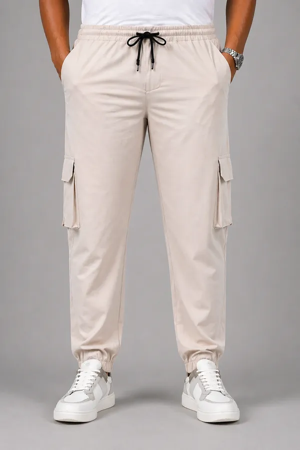 Men_Beige_Cargo_Jogger_Pant_With_Elastic_Waistband_And_Multiple_Pockets
