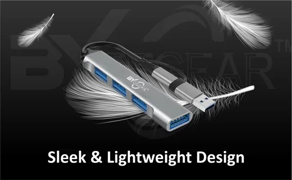 Bytegear_4-In-1_Usb_C_And_Usb_A_Hub_With_Usb_3.0_5Gbps_High-Speed_Port_And_Dual_Usb_2.0,_Multiport_Usb_Adapter_With_Smart_Chip,_Plug_And_Play,_Aluminum_Build|_Universal_For_Laptop_Macbook_Tablet