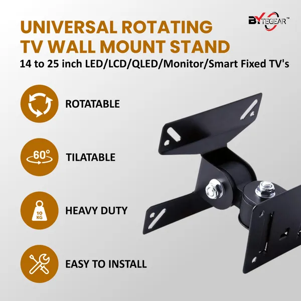 Bytegear_Tv/Monitor_Stand_Universal_Slim_Tilt_And_Swivel_Full_Motion_Tv_Wall_Mount_Bracket_For_14-26_Inch_Pc_Monitor_Tft_Lcd_Led_Plasma_Oled_Flat_Curved_Screen_Tvs_Pack_Of_2