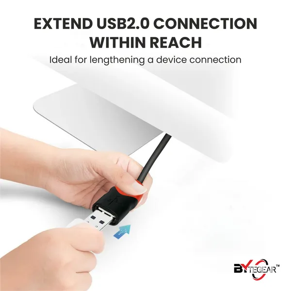 Bytegear_Usb_3.0_Male_To_Female_Extension_Cable_High_Speed_5Gbps_Data_Transfer_For_Keyboard,Mouse,Flash_Drive,_Hard_Drive,_Printer_And_More_To_Enhanced_Connectivity_Extender_Black_Pack_Of_2
