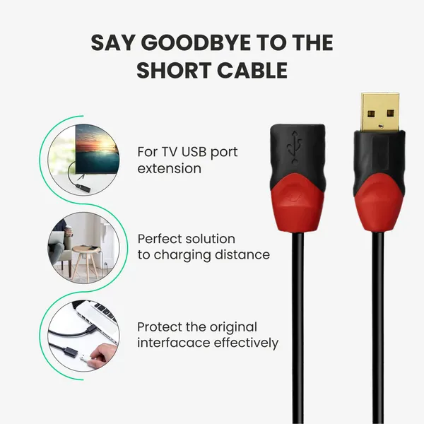 Bytegear_Usb_3.0_Male_To_Female_Extension_Cable_High_Speed_5Gbps_Data_Transfer_For_Keyboard,Mouse,Flash_Drive,_Hard_Drive,_Printer_And_More_To_Enhanced_Connectivity_Extender_Black_Pack_Of_2