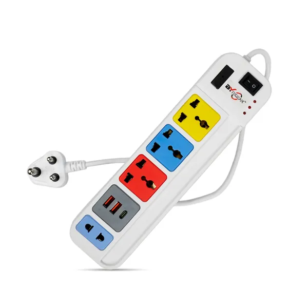Bytegear_Pe-0075_Power_Strip_3+1_Universal_Multi_Color_Sockets_With_2_Usb_Type_A_And_1_Usb_Type_C_|_1500W_|_Led_Indicator_With_Master_Switch_|_Surge_And_Spike_Protection_|_5M_Durable_Copper_Cable_|_Ideal_For_Home_And_Office_Use_(Multicolor)