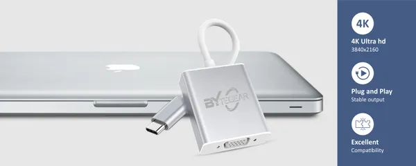 Bytegear_Usb-C_To_Vga_Adapter_-_1080P_Full_Hd,_Supports_Resolutions_Up_To_1920X1200,_Aluminum_Housing,_Plug_And_Play,_Compatible_With_Macbook_Pro,_Ipad_Pro,_Chromebook,_And_More_Cnv002