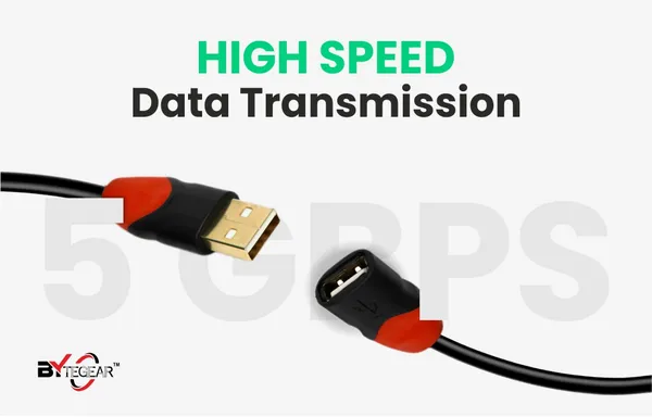 Bytegear_Usb_3.0_Male_To_Female_Extension_Cable_High_Speed_5Gbps_Data_Transfer_For_Keyboard,Mouse,Flash_Drive,_Hard_Drive,_Printer_And_More_To_Enhanced_Connectivity_Extender_Black_Pack_Of_2