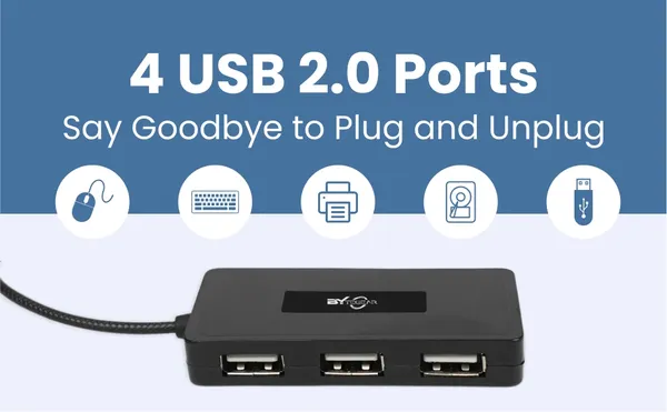 Bytegear_4-In-1_Usb_Hub_2.0_With_Hi-Speed_Data_Transfer_480_Mbps_I_Plug_And_Play_I_Universally_Compatible_With_Speaker,_Laptop,_Hard_Drive,_Pc,_Laptop_Etc._I_1_Year_Warranty|_Uh-0026_Pack_Of_2