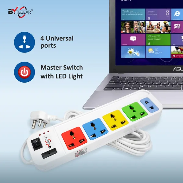 Bytegear_Power_Strip_4+1_Universal_Multi_Color_Sockets_|_1500W_|_Led_Indicator_With_Master_Switch_|_Surge_And_Spike_Protection_|_Ideal_For_Home_And_Office_Use_(White)