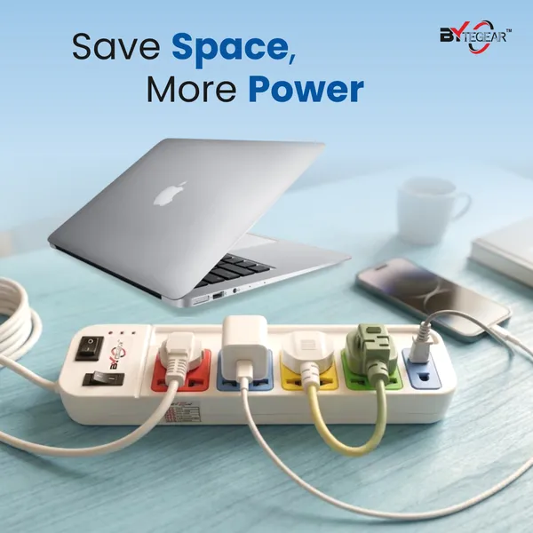 Bytegear_Power_Strip_4+1_Universal_Multi_Color_Sockets_|_1500W_|_Led_Indicator_With_Master_Switch_|_Surge_And_Spike_Protection_|_Ideal_For_Home_And_Office_Use_(White)