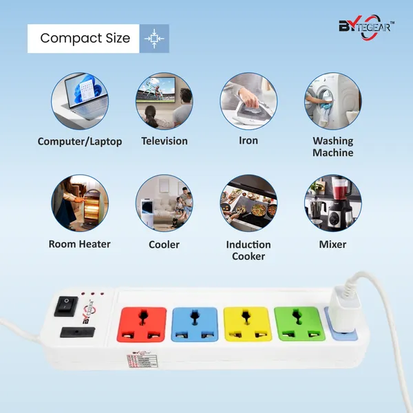 Bytegear_Power_Strip_4+1_Universal_Multi_Color_Sockets_|_1500W_|_Led_Indicator_With_Master_Switch_|_Surge_And_Spike_Protection_|_Ideal_For_Home_And_Office_Use_(White)