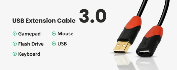 Bytegear_Usb_3.0_Male_To_Female_Extension_Cable_High_Speed_5Gbps_Data_Transfer_For_Keyboard,Mouse,Flash_Drive,_Hard_Drive,_Printer_And_More_To_Enhanced_Connectivity_Extender_Black_Pack_Of_2