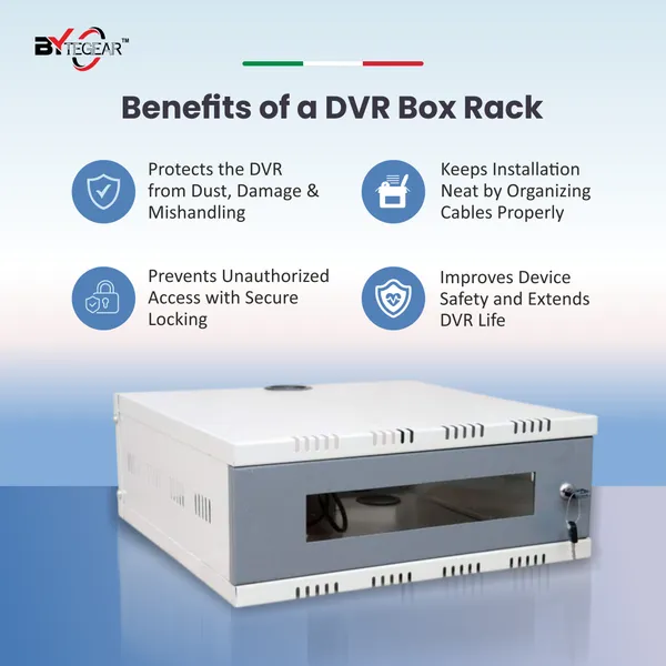 Bytegear_2U_Metal_Rack_For_Dvr/Nvr/Network_Switches_Lockable,_Glass_Front,_Ventilated_With_Top_And_Side_Airflow,_2-Way_Cable_Management_Holes_500X300X140Mm_Secure_Equipment_Cabinet