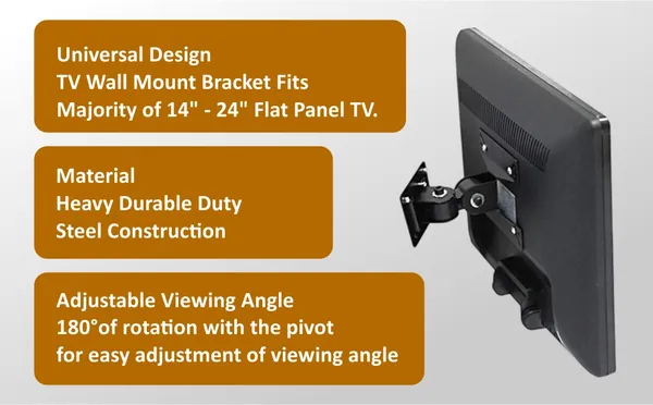 Bytegear_Tv/Monitor_Stand_Universal_Slim_Tilt_And_Swivel_Full_Motion_Tv_Wall_Mount_Bracket_For_14-26_Inch_Pc_Monitor_Tft_Lcd_Led_Plasma_Oled_Flat_Curved_Screen_Tvs_Pack_Of_2