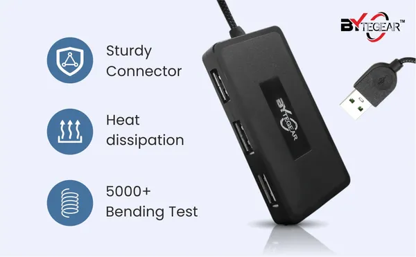 Bytegear_4-In-1_Usb_Hub_2.0_With_Hi-Speed_Data_Transfer_480_Mbps_I_Plug_And_Play_I_Universally_Compatible_With_Speaker,_Laptop,_Hard_Drive,_Pc,_Laptop_Etc._I_1_Year_Warranty|_Uh-0026_Pack_Of_2