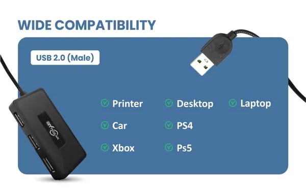 Bytegear_4-In-1_Usb_Hub_2.0_With_Hi-Speed_Data_Transfer_480_Mbps_I_Plug_And_Play_I_Universally_Compatible_With_Speaker,_Laptop,_Hard_Drive,_Pc,_Laptop_Etc._I_1_Year_Warranty|_Uh-0026_Pack_Of_2