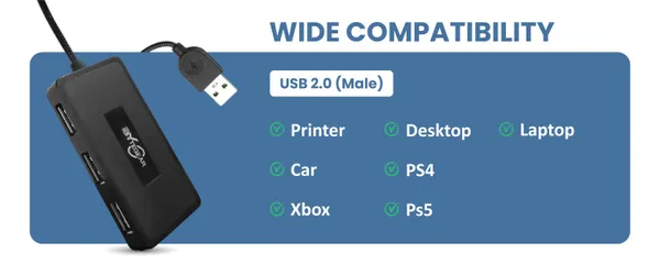 Bytegear_4-In-1_Usb_Hub_2.0_With_Hi-Speed_Data_Transfer_480_Mbps_I_Plug_And_Play_I_Universally_Compatible_With_Speaker,_Laptop,_Hard_Drive,_Pc,_Laptop_Etc._I_1_Year_Warranty|_Uh-0026_Pack_Of_2