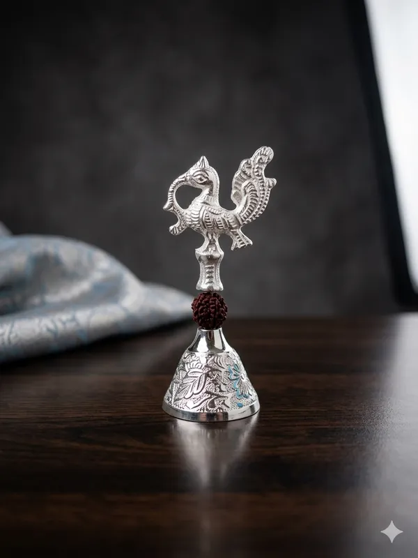 Silver_Peacock_Aarti_Bell_with_Rudraksha_Bead
