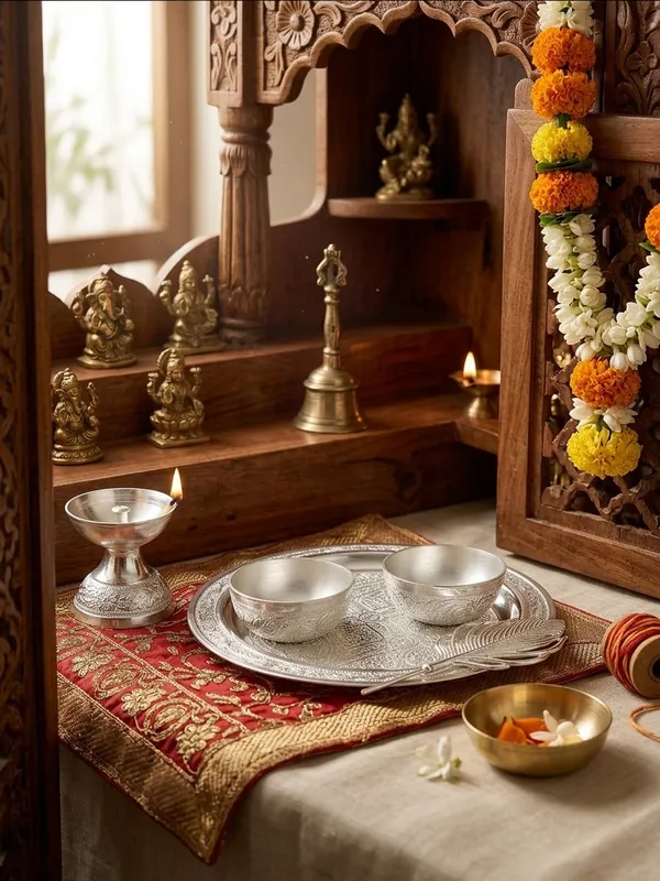 Silver_Engraved_Pooja_Thali_Set_with_Diya_and_Bowls