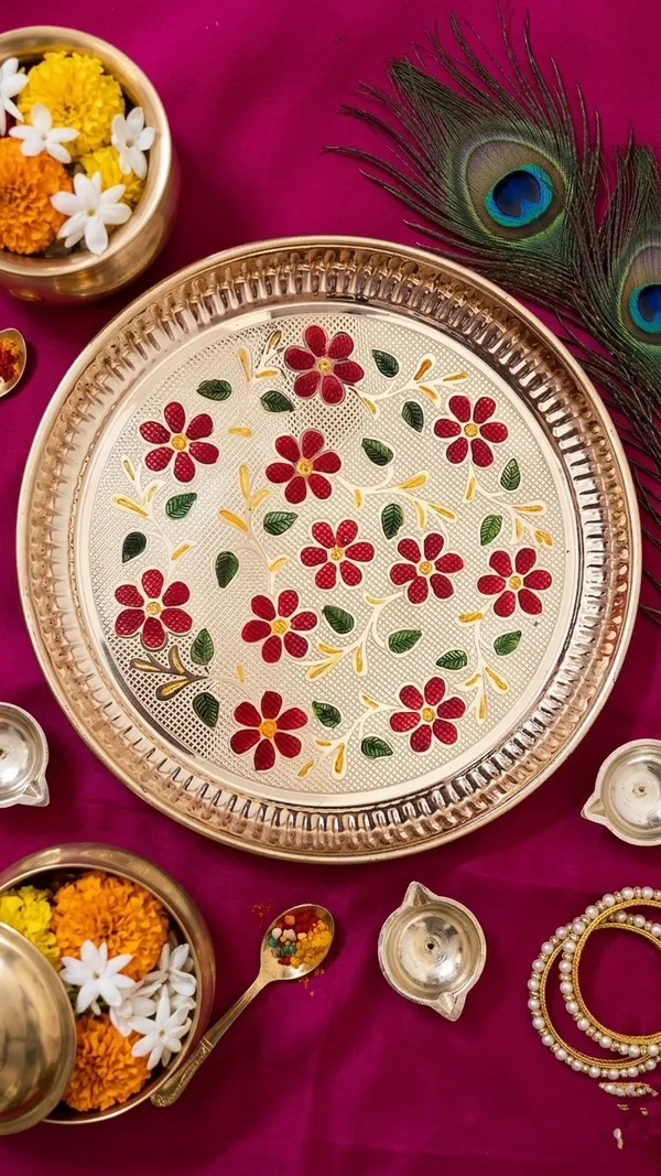 Brass_Pooja_Thali_With_Embossed_Floral_Design