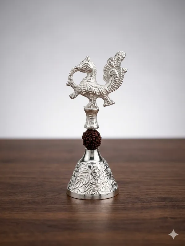Silver_Peacock_Aarti_Bell_with_Rudraksha_Bead