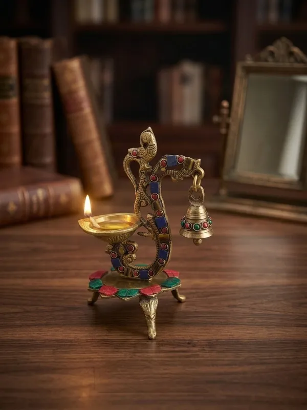 Brass_Peacock_Diya_Stand_with_Bell_and_Colorful_Stone_Work