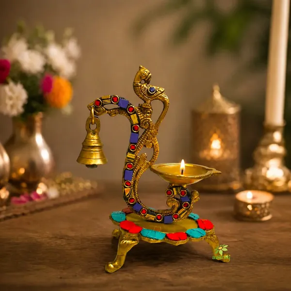 Brass_Peacock_Diya_Stand_with_Bell_and_Colorful_Stone_Work