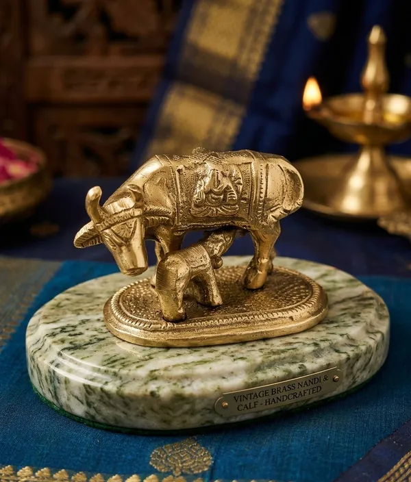 Brass_Cow_and_Calf_Figurine_on_Marble_Base