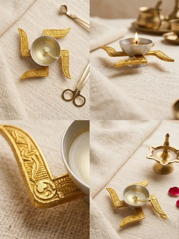 Gold_And_Silver_Swastik_diya_Decorative_Spiritual_Item