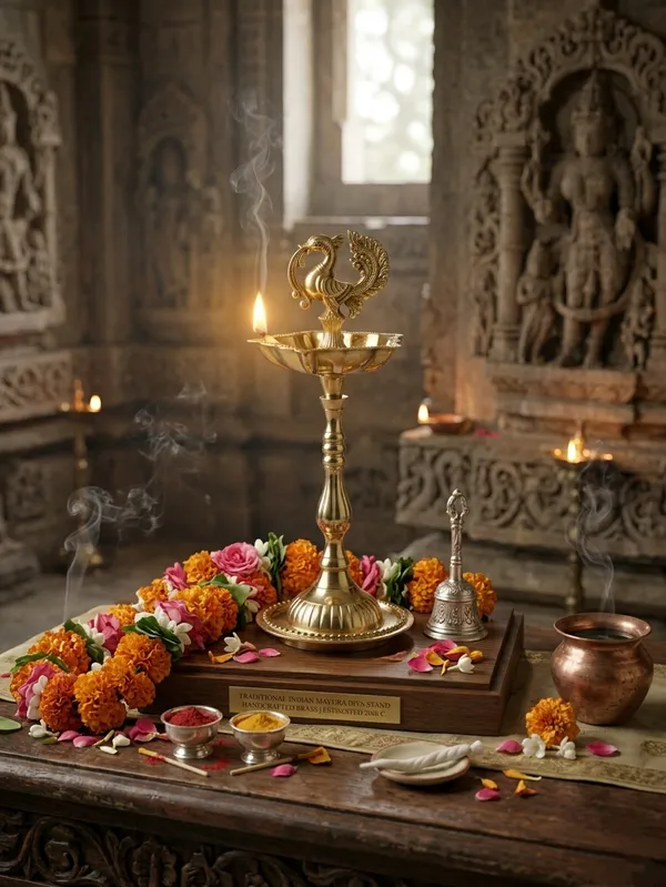 Brass_Peacock_Design_Diya_Stand_with_Base_Plate