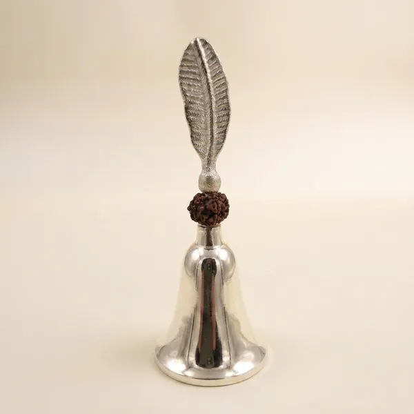 Silver_Toned_Decorative_Bell_With_Leaf_Handle