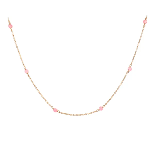 Elegant_Pink_Bead_Rose_Gold_Chain_Necklace