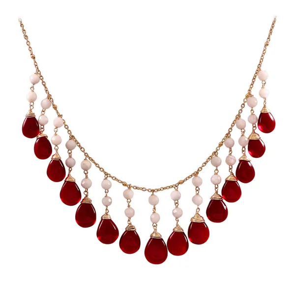 Double_Layer_Ruby_Red_And_Rose_Quartz_Beaded_Necklace