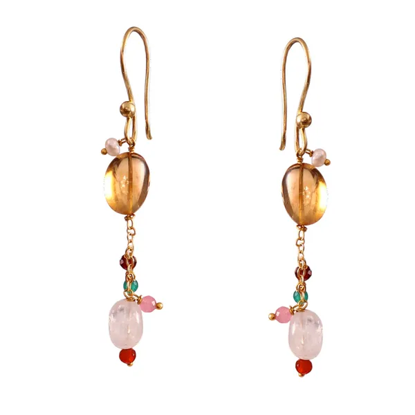 Elegant_Golden_Crystal_Drop_Earrings_With_Pink_Beads
