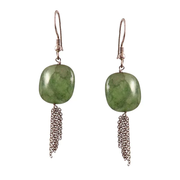 Green_Aventurine_Cushion_Bead_Drop_Earrings_With_Chain_Tassels