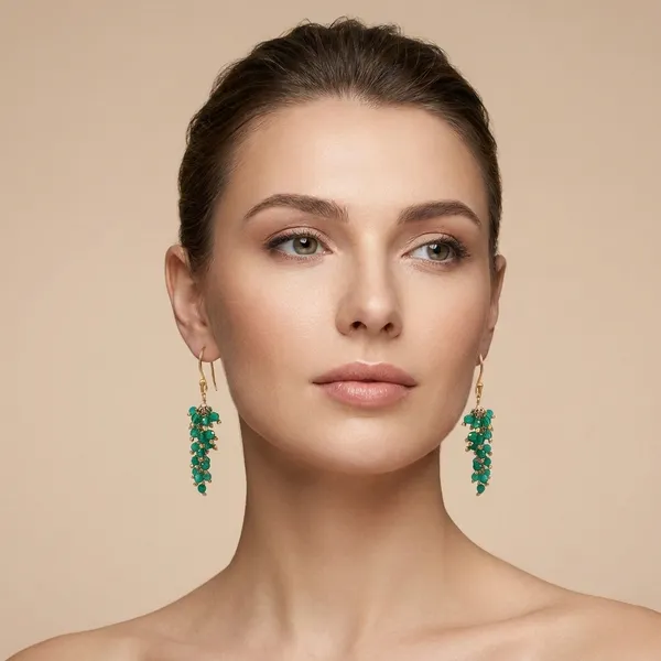 Elegant_Green_Beaded_Cluster_Dangle_Earrings