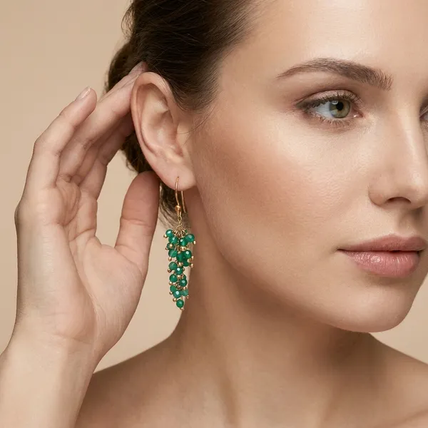 Elegant_Green_Beaded_Cluster_Dangle_Earrings