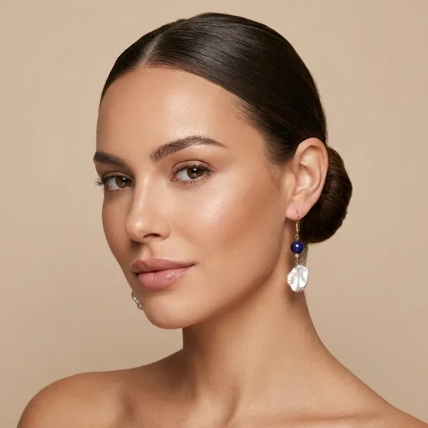 Pearl_And_Dark_Blue_Bead_Drop_Earrings_With_Rose_Gold_Hooks